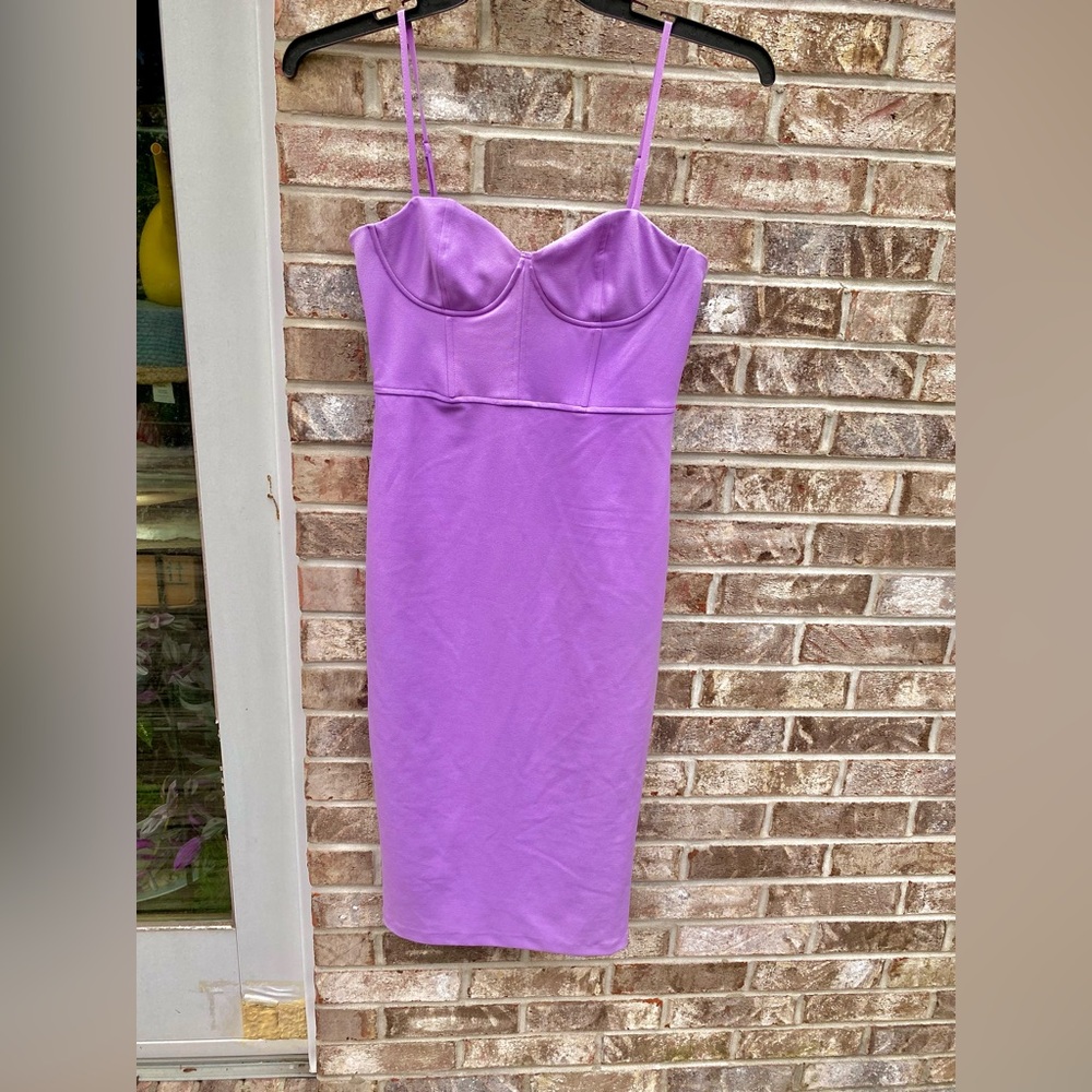 Zara Corset Style Lavender Light Purple Midi Bustier Dress - Picture 11 of 15